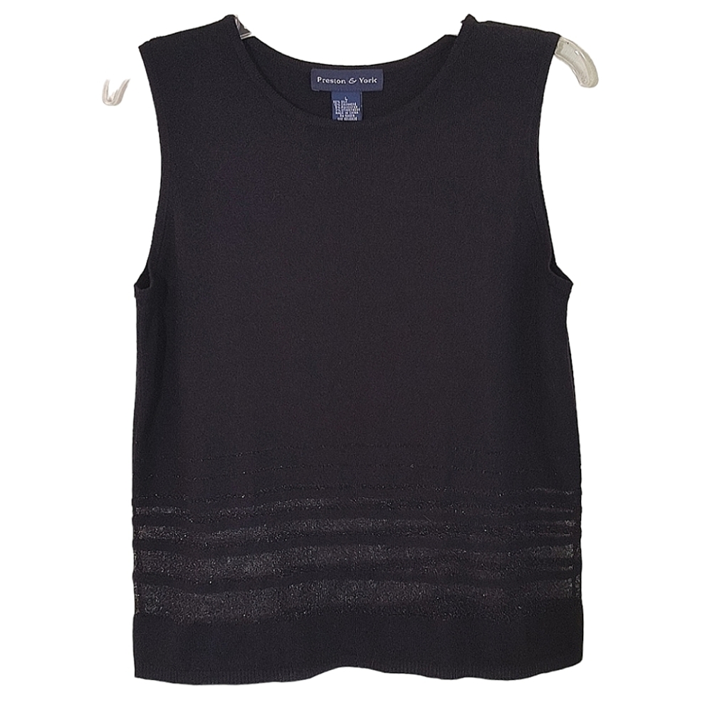 Preston & York Black Silk and Cashmere blend sleeveless pullover top size: L